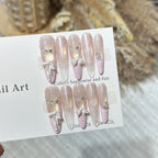 Press-On Nail Set Bow Embellished Reusable & Easy Application