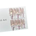 Press-On Nail Set Bow Embellished Reusable & Easy Application