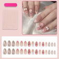 Press-On Nail Set Bow & Floral Accents Includes Glue