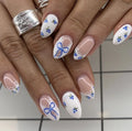 Press-On Nail Set Bow & Floral Glossy Finish