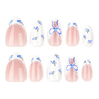 Press-On Nail Set Bow & Floral Glossy Finish