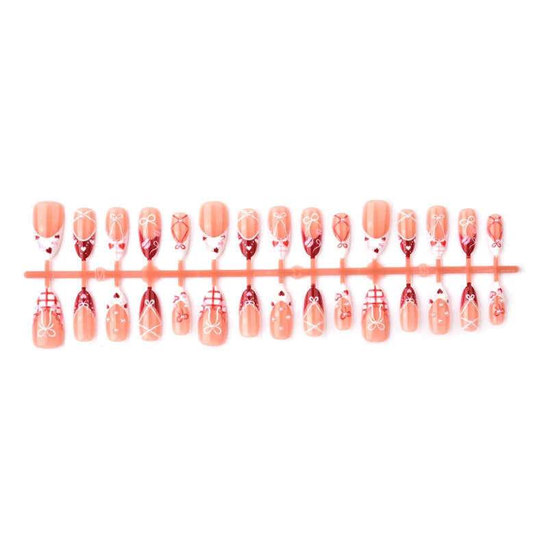 Press-On Nail Set Bow & Heart Designs