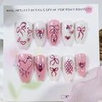 Press-On Nail Set Bow & Heart Designs Easy Apply