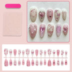 Press-On Nail Set Bow & Heart Designs Easy Apply