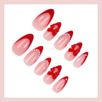 Press-On Nail Set Bow & Pearl Accents Easy Apply