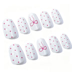 Press-On Nail Set Bow & Polka Dot Chip-Resistant