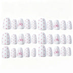 Press-On Nail Set Bow & Polka Dot Chip-Resistant