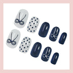 Press-On Nail Set Bow & Polka Dot Reusable