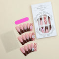 Press-On Nail Set Bows & Pearl Accents Adhesive Strips