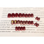 Press-On Nail Set Burgundy Glitter & Gem Accents Reusable