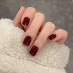 Press-On Nail Set Burgundy Glue-Free Kit