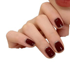 Press-On Nail Set Burgundy Glue-Free Kit