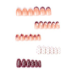 Press-On Nail Set Burgundy Star & Dot Self-Adhesive