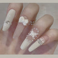 Press-On Nail Set Butterfly Accent Gray