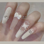 Press-On Nail Set Butterfly Accent Gray