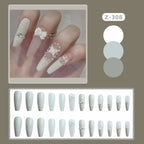 Press-On Nail Set Butterfly Accent Gray