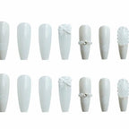 Press-On Nail Set Butterfly Accent Gray