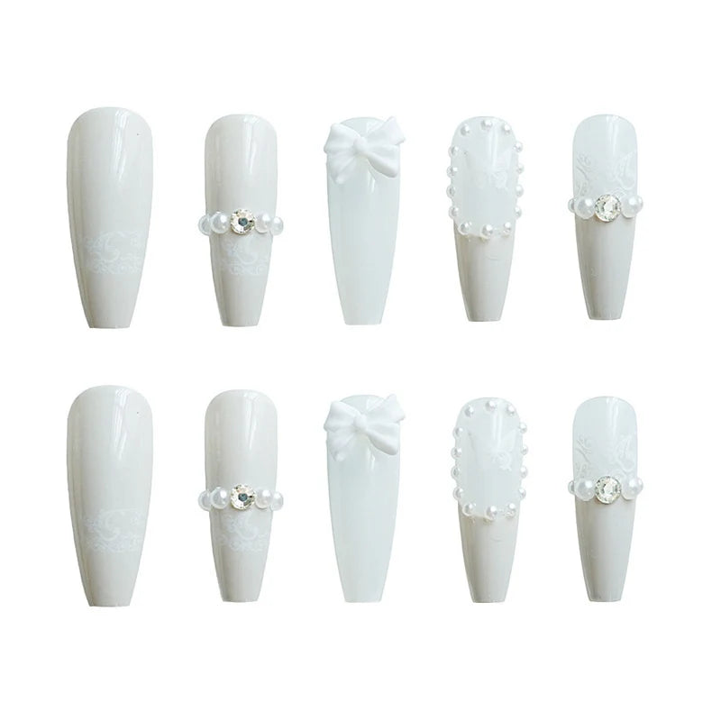 Press-On Nail Set Butterfly Accent Gray