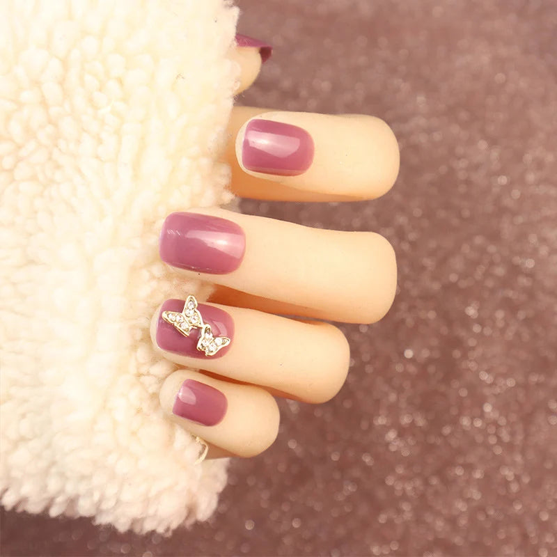 Press-On Nail Set Butterfly Accent No Glue & Reusable