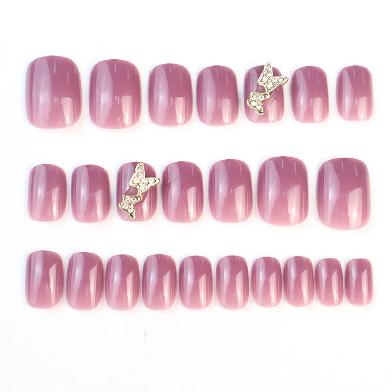 Press-On Nail Set Butterfly Accent No Glue & Reusable