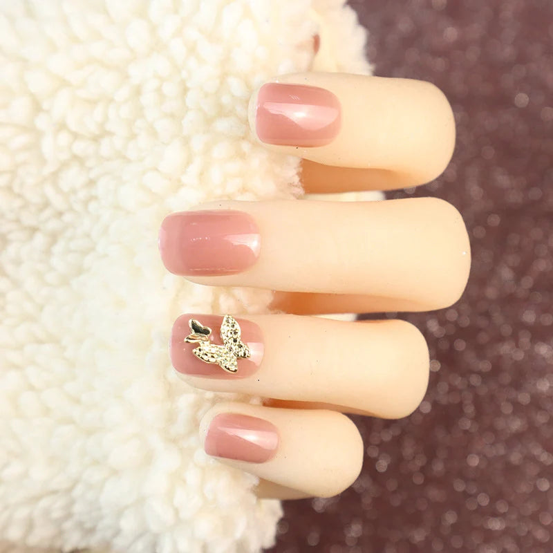 Press-On Nail Set Butterfly Accents Easy Application Chip-Resistant