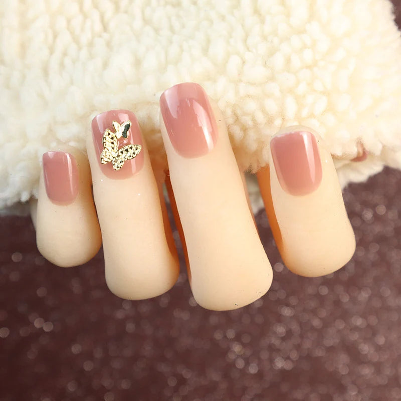 Press-On Nail Set Butterfly Accents Easy Application Chip-Resistant