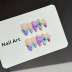 Press-On Nail Set Butterfly Art Pre-Applied Adhesive & Reusable