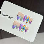 Press-On Nail Set Butterfly Art Pre-Applied Adhesive & Reusable