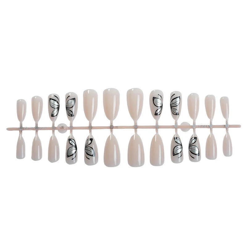 Press-On Nail Set Butterfly Design Reusable Adhesive Tabs