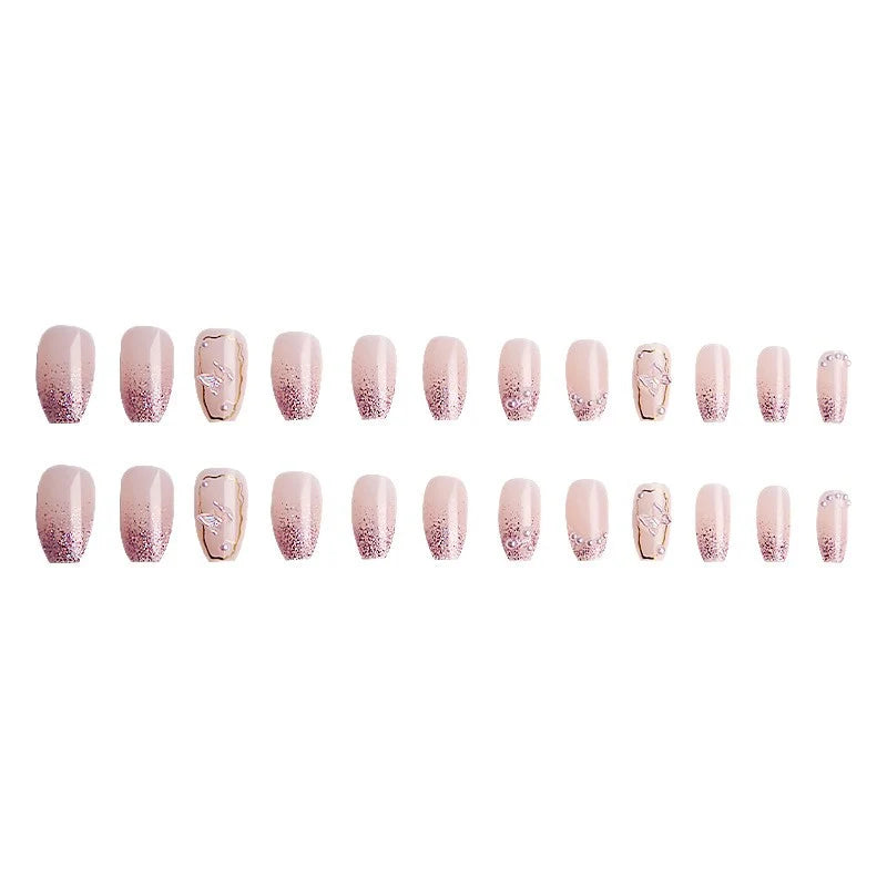 Press-On Nail Set Butterfly Design & Strong Adhesive