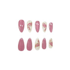 Press-On Nail Set Butterfly Floral Glossy Finish