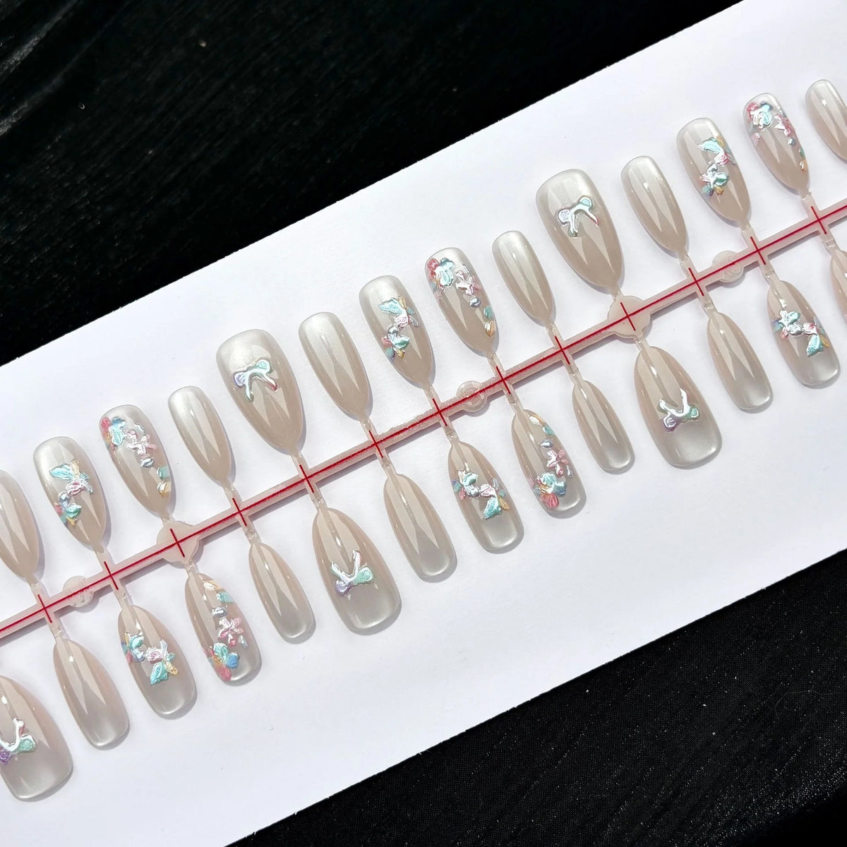 Press-On Nail Set Butterfly Floral Reusable & Easy Application