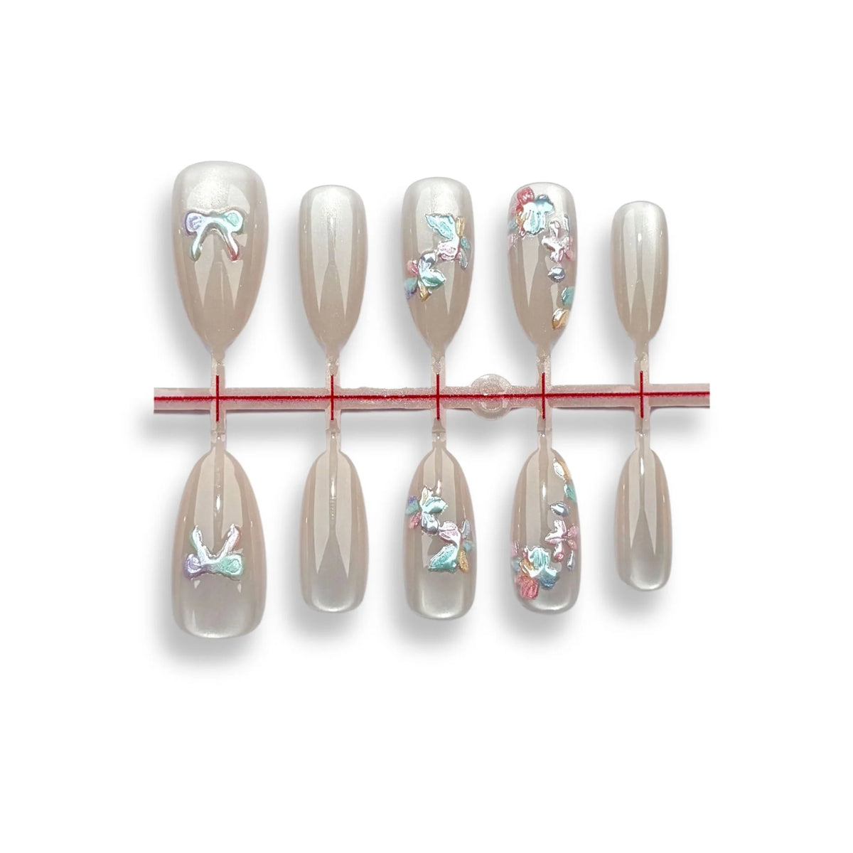 Press-On Nail Set Butterfly Floral Reusable & Easy Application