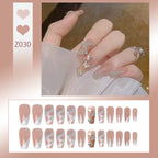 Press-On Nail Set Butterfly Glitter Glue-Free Reusable
