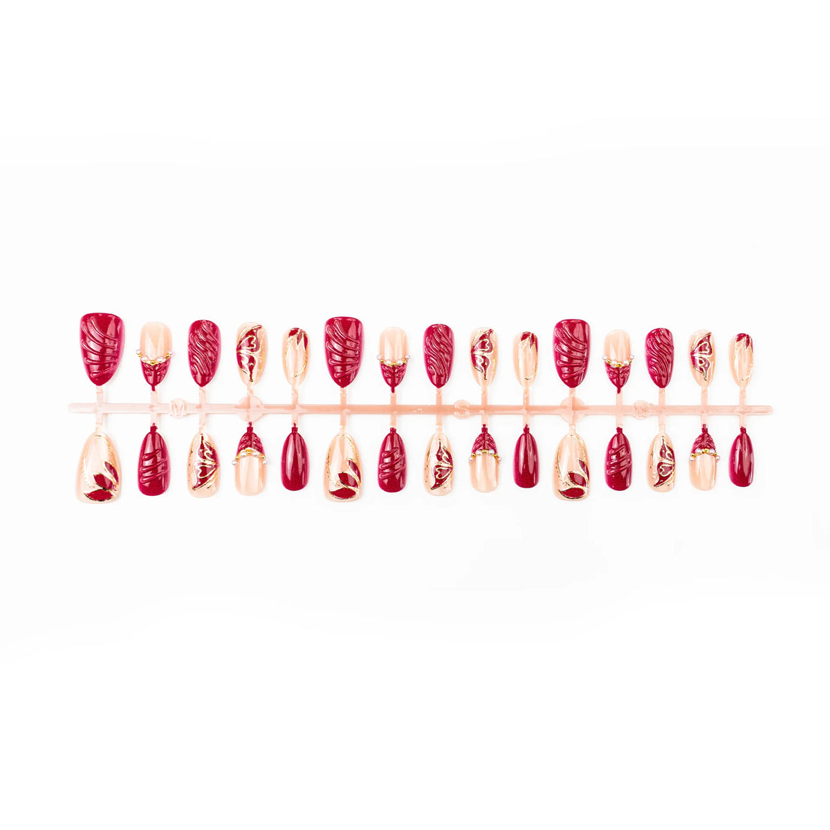 Press-On Nail Set Butterfly & Pearl Accents Adhesive Tabs