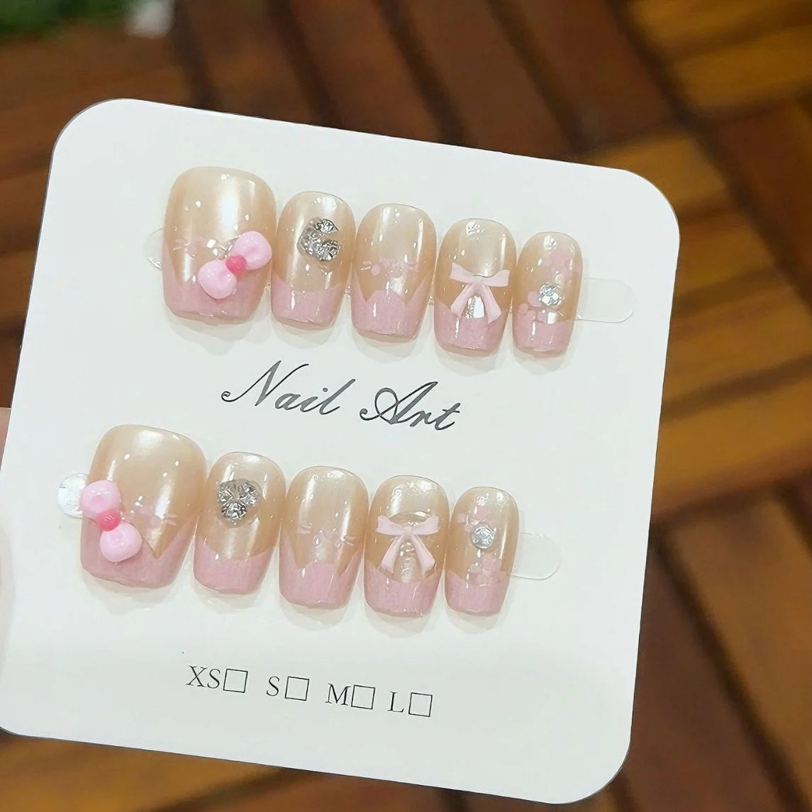 Press-On Nail Set Cat & Blue Designs Easy-Apply Reusable
