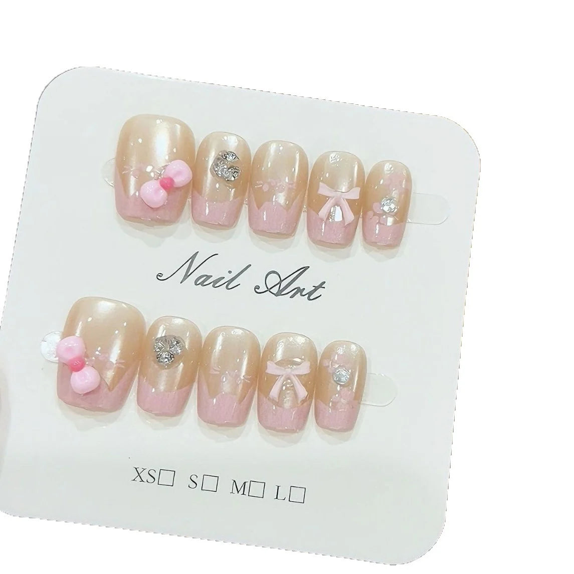 Press-On Nail Set Cat & Blue Designs Easy-Apply Reusable