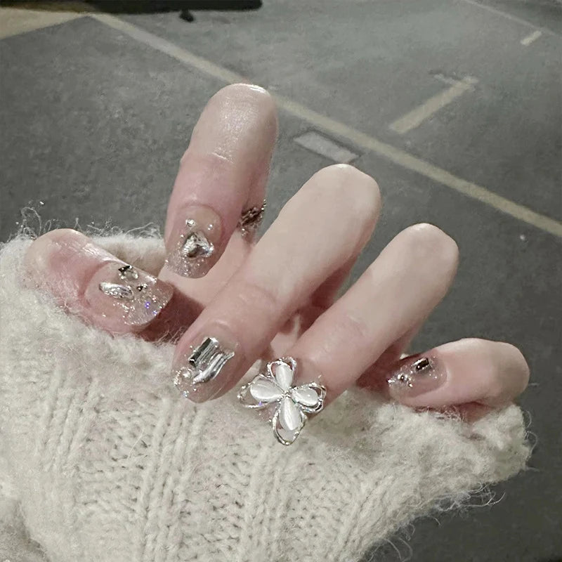 Press-On Nail Set Cat Eye Butterfly Glue-Free Reusable