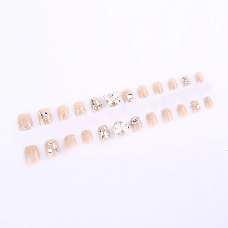 Press-On Nail Set Cat Eye Butterfly Glue-Free Reusable
