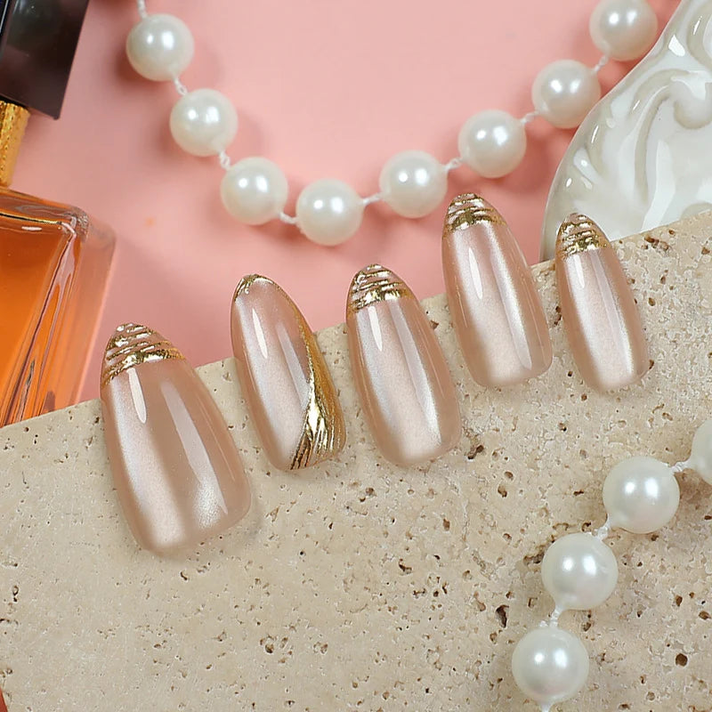 Press-On Nail Set Cat Eye Reusable Peel And Press