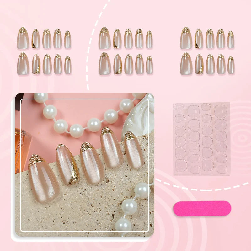 Press-On Nail Set Cat Eye Reusable Peel And Press