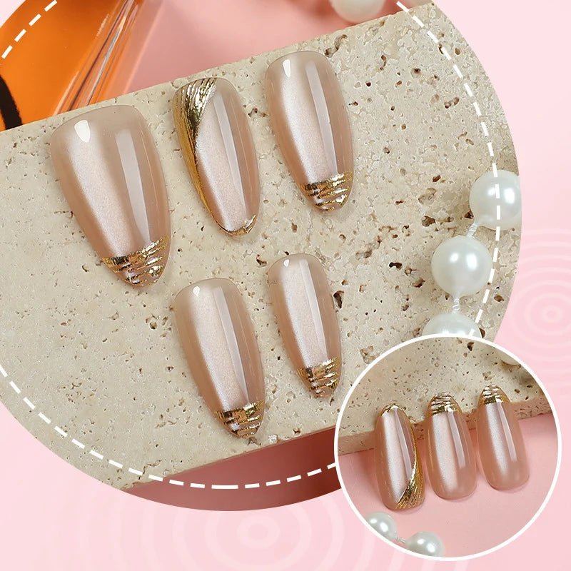 Press-On Nail Set Cat Eye Reusable Peel And Press