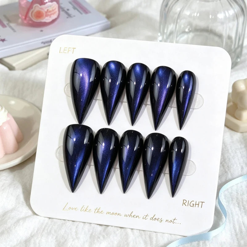 Press-On Nail Set Cat Eye Stiletto Easy Application
