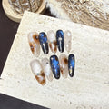 Press-On Nail Set Celestial Design Long Oval Reusable