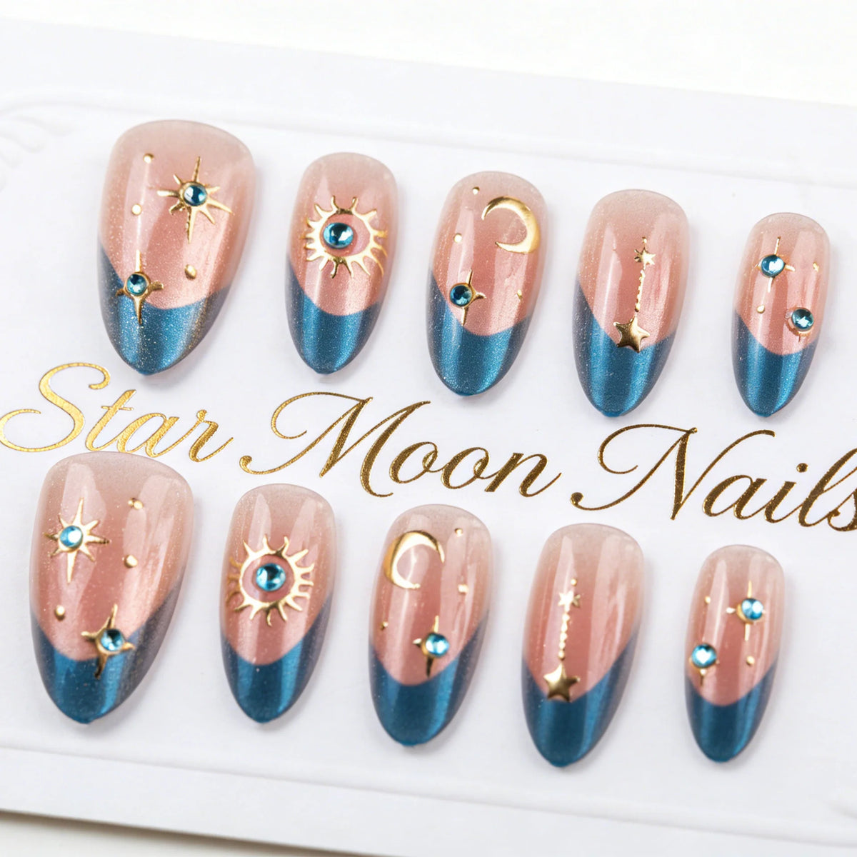 Press-On Nail Set Celestial Design Peel & Stick