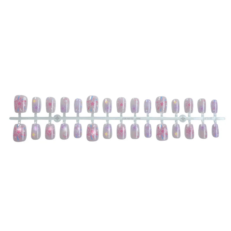 Press-On Nail Set Celestial Designs Adhesive Tabs & Multiple Sizes