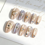 Press-On Nail Set Celestial Gold & Gemstone Peel-And-Press