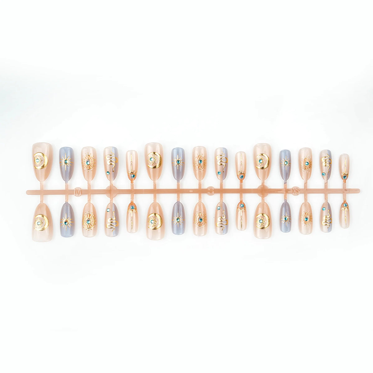 Press-On Nail Set Celestial Moon & Star Reusable & Easy Application
