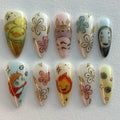 Press-On Nail Set Character & Floral Designs Multiple Sizes