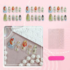 Press-On Nail Set Character & Floral Designs Multiple Sizes